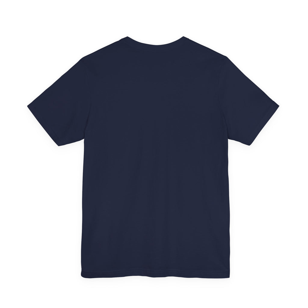 Heart Arrow Graphic Tee — Blue Metallic Love Emblem T-Shirt