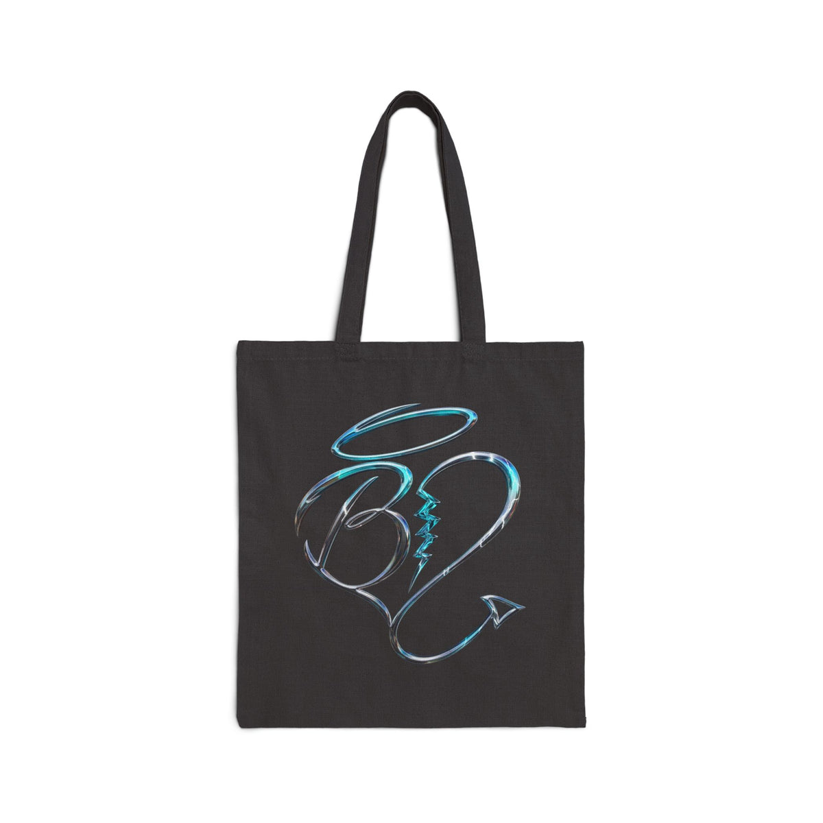 Angel & Devil Heart Tote Bag – Cute Halo Devil Tail Canvas Tote