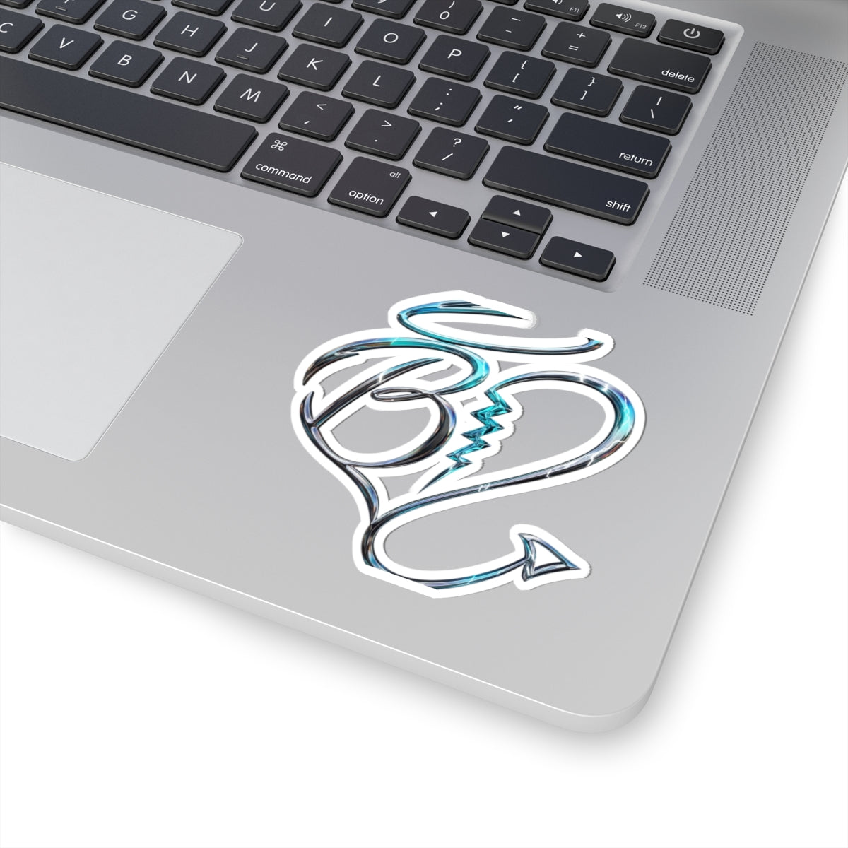 Chrome Heart-Shaped Devil Tail Kiss-Cut Sticker