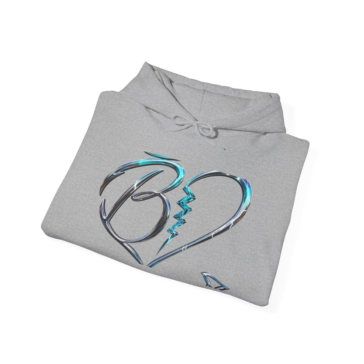 Broken Heart Graphic Hoodie – Teal Brushstroke Love Design