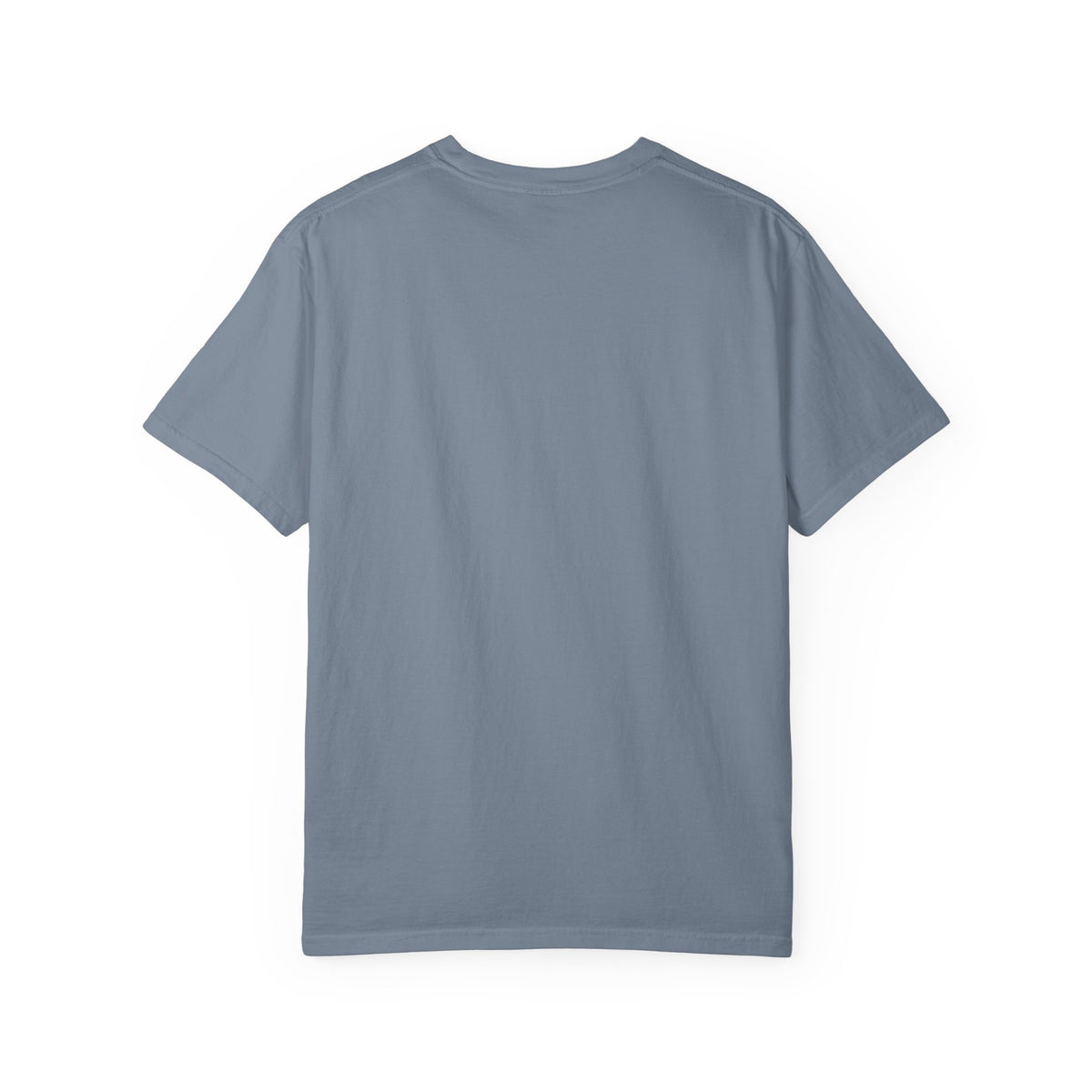 Angel & Devil Heart Graphic T-Shirt — Blue Metallic Script Design