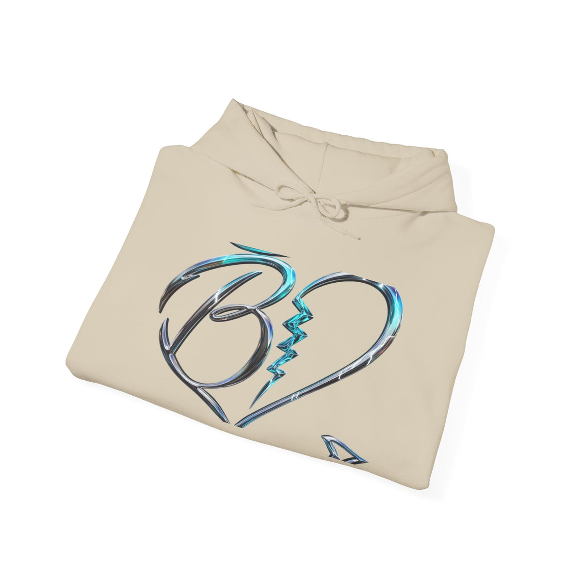 Broken Heart Graphic Hoodie – Teal Brushstroke Love Design