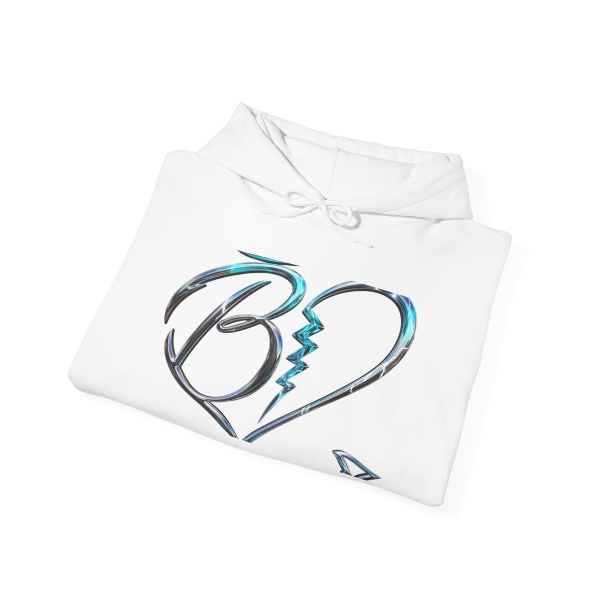 Broken Heart Graphic Hoodie – Teal Brushstroke Love Design