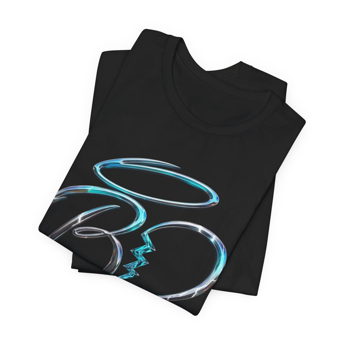 Heart Arrow Graphic Tee — Blue Metallic Love Emblem T-Shirt