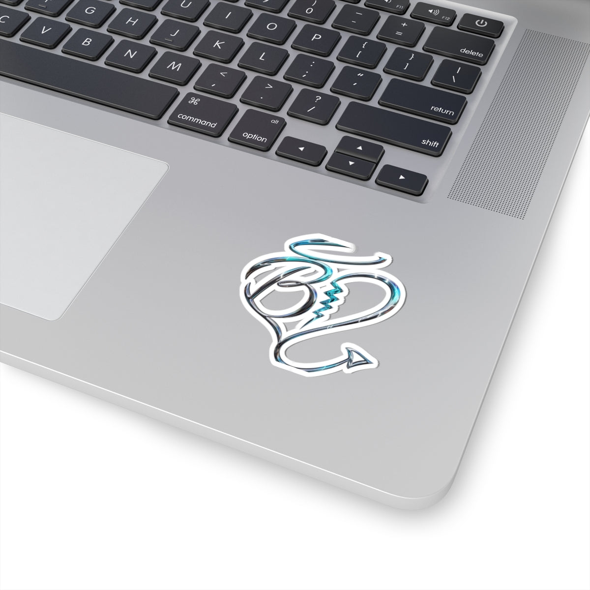 Chrome Heart-Shaped Devil Tail Kiss-Cut Sticker