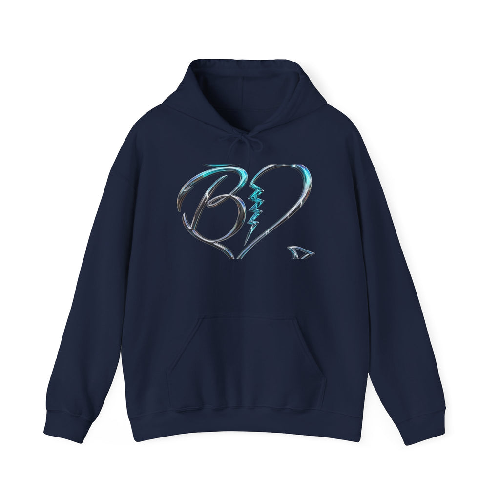 Broken Heart Graphic Hoodie – Teal Brushstroke Love Design