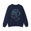 Angel & Devil Heart Crewneck Sweatshirt — Blue Metallic Heart Design