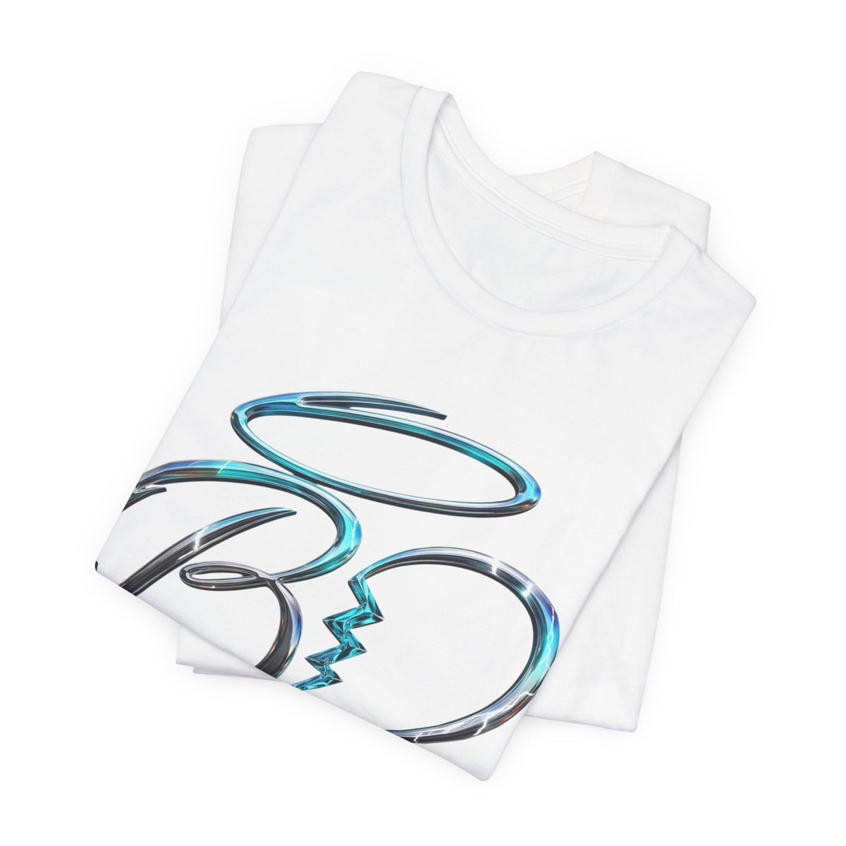 Heart Arrow Graphic Tee — Blue Metallic Love Emblem T-Shirt