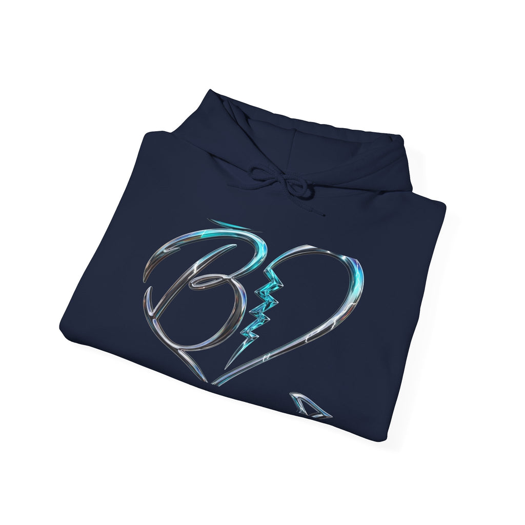 Broken Heart Graphic Hoodie – Teal Brushstroke Love Design