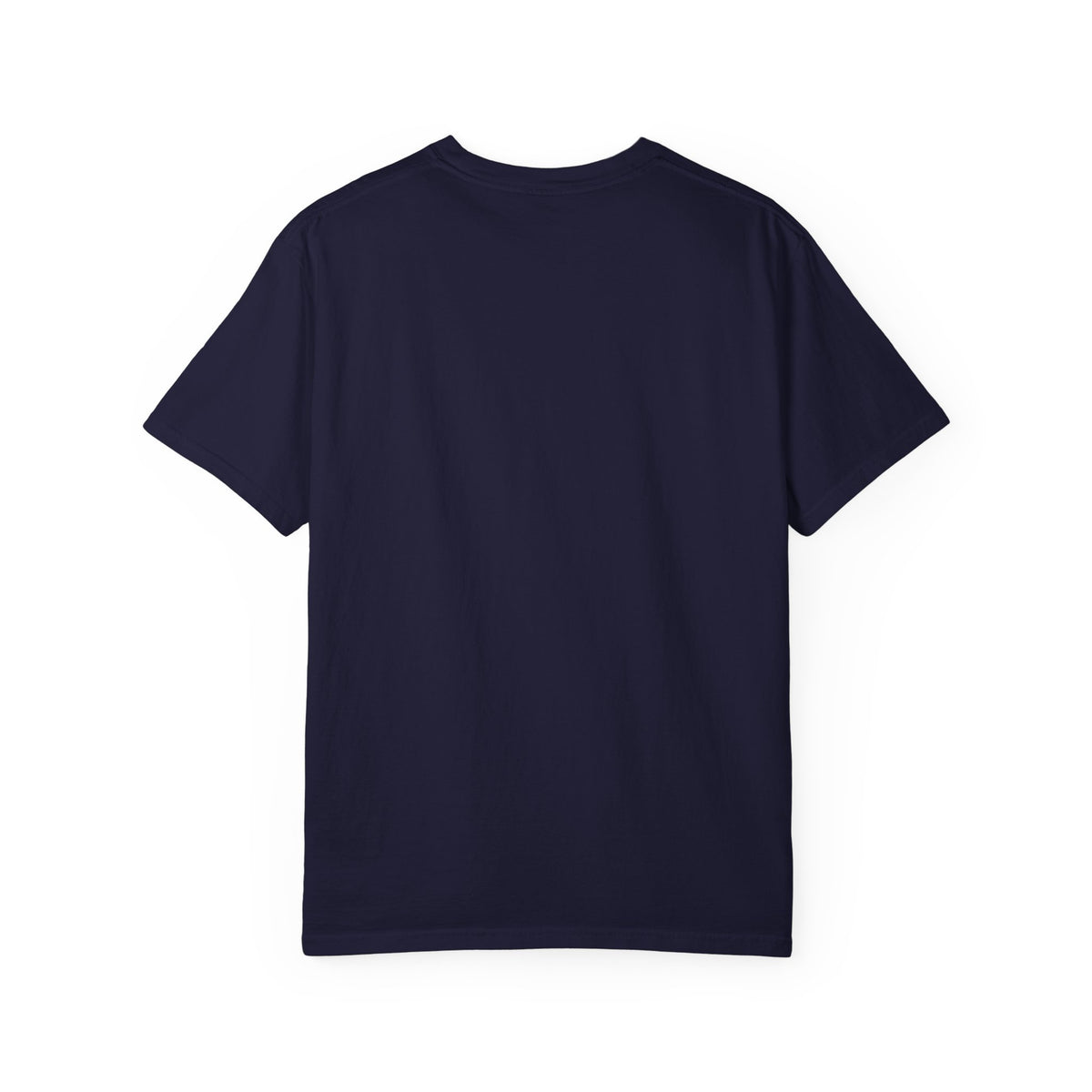 Angel & Devil Heart Graphic T-Shirt — Blue Metallic Script Design