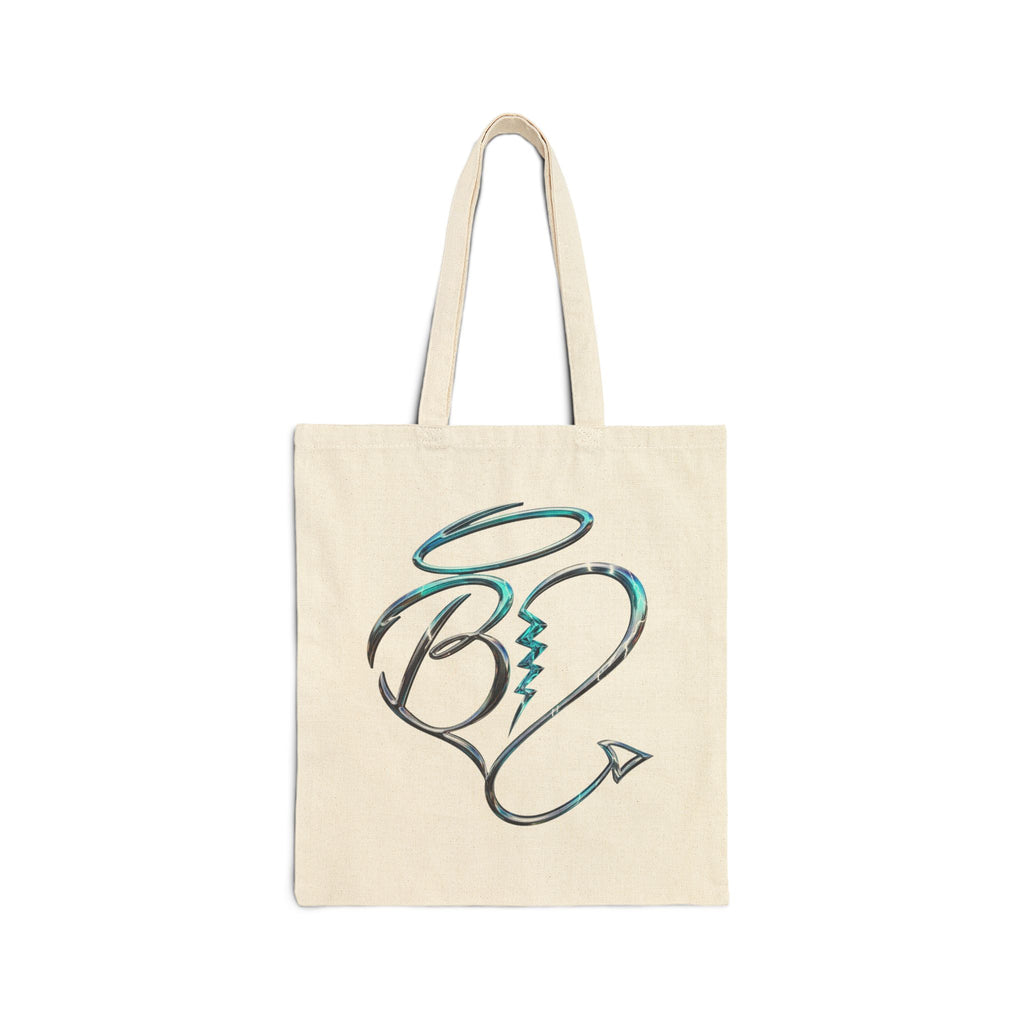 Angel & Devil Heart Tote Bag – Cute Halo Devil Tail Canvas Tote