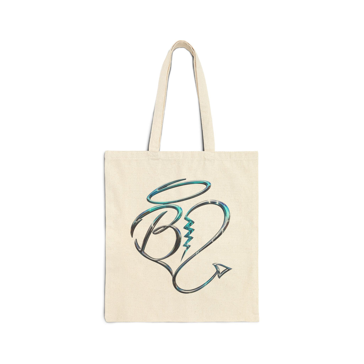 Angel & Devil Heart Tote Bag – Cute Halo Devil Tail Canvas Tote
