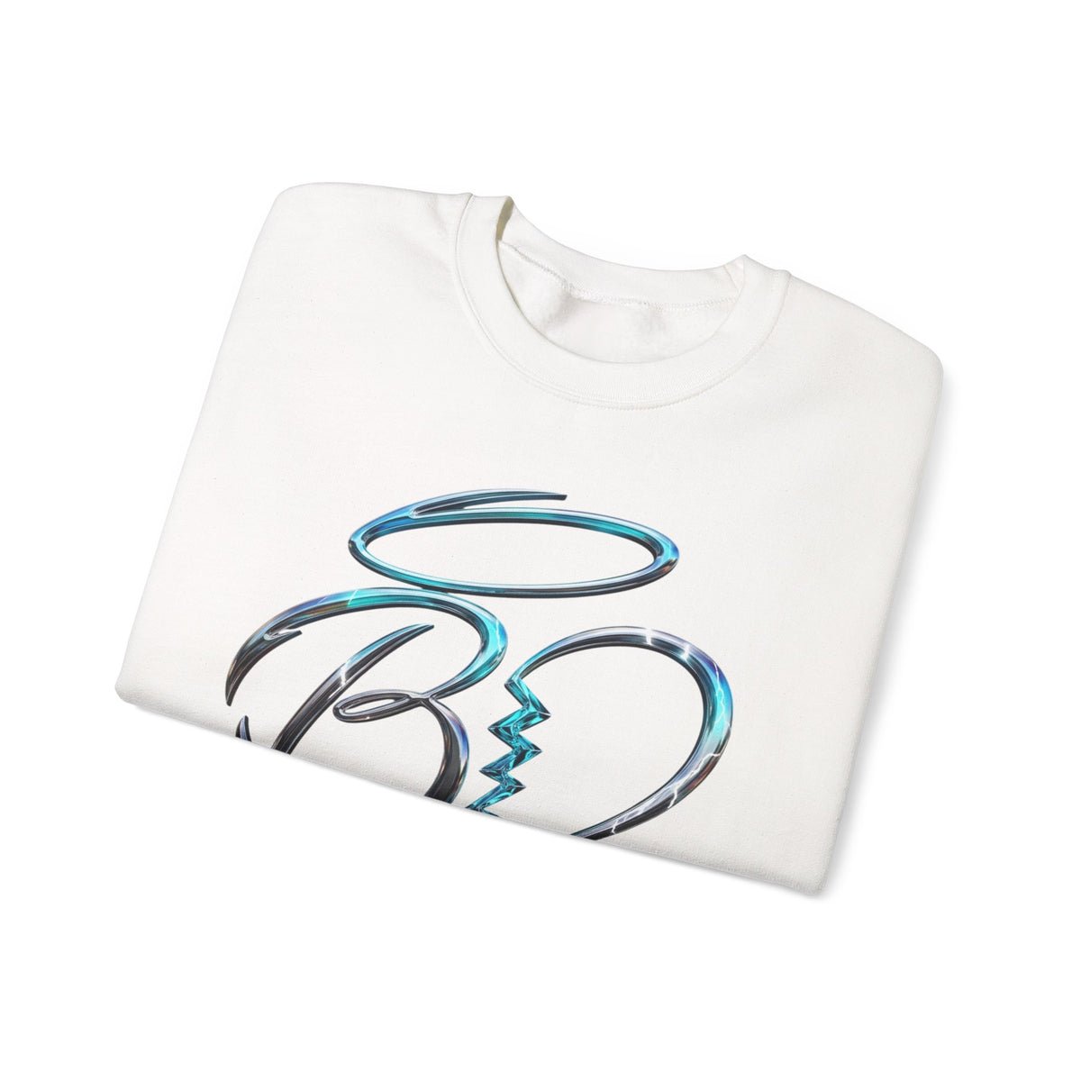 Angel & Devil Heart Crewneck Sweatshirt — Blue Metallic Heart Design