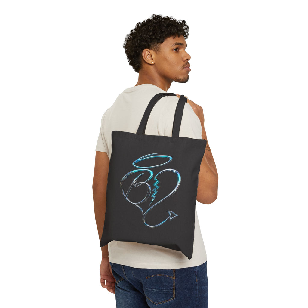 Angel & Devil Heart Tote Bag – Cute Halo Devil Tail Canvas Tote