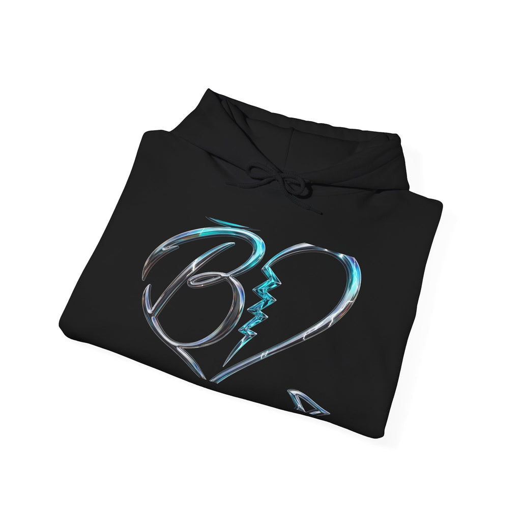 Broken Heart Graphic Hoodie – Teal Brushstroke Love Design
