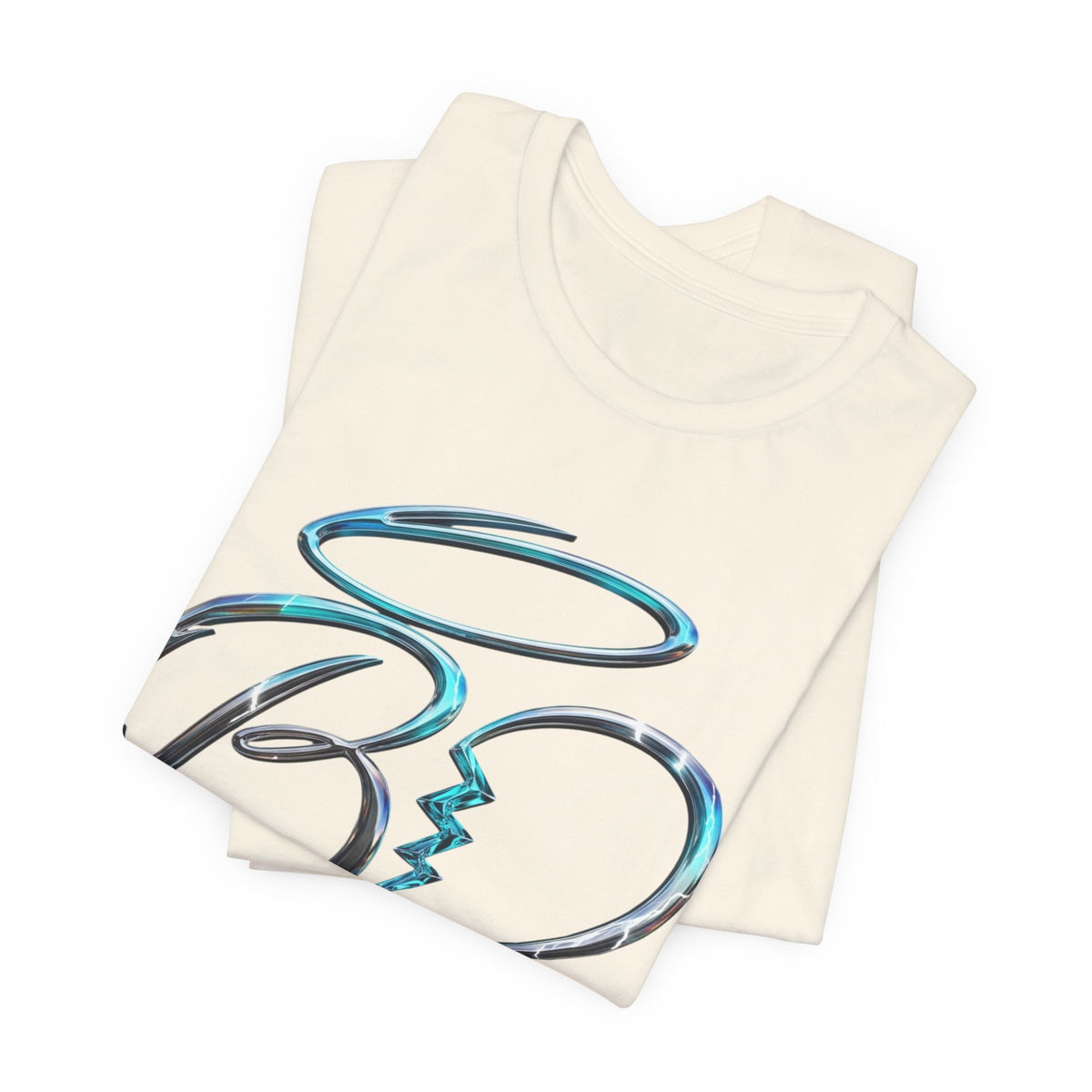 Heart Arrow Graphic Tee — Blue Metallic Love Emblem T-Shirt